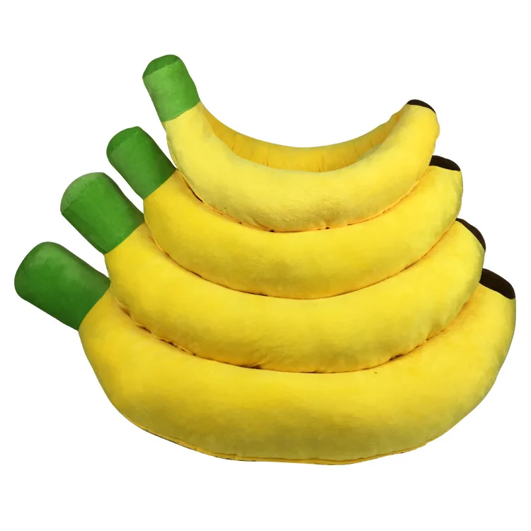 BSCI pet supplies animal products manufacturer plush  banana beds soft animal bed durable banana shape pet bed