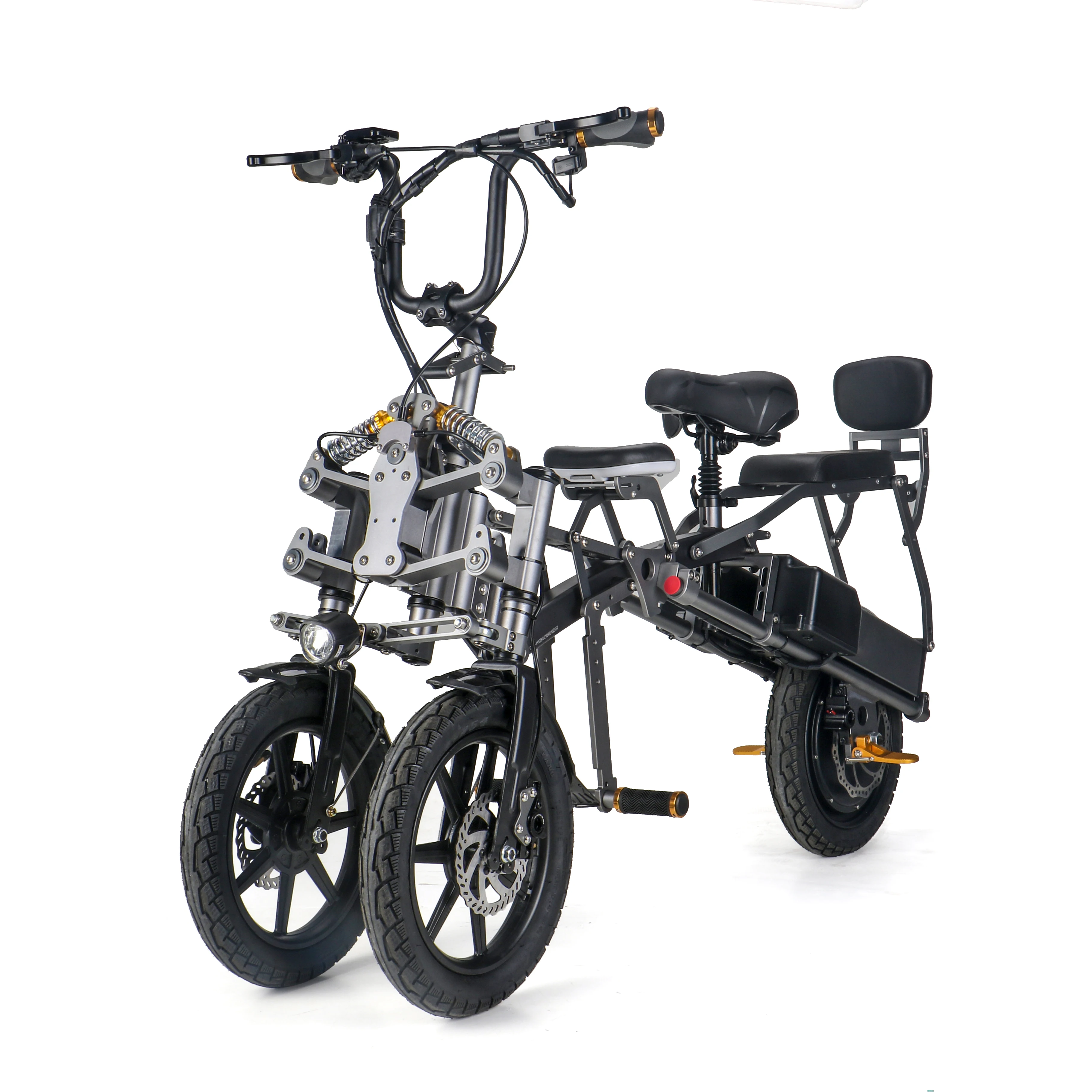 New design 3 wheels electric trike foldable 500w double battery electric bike 48v 7.8ah 15.6ah electric scooters