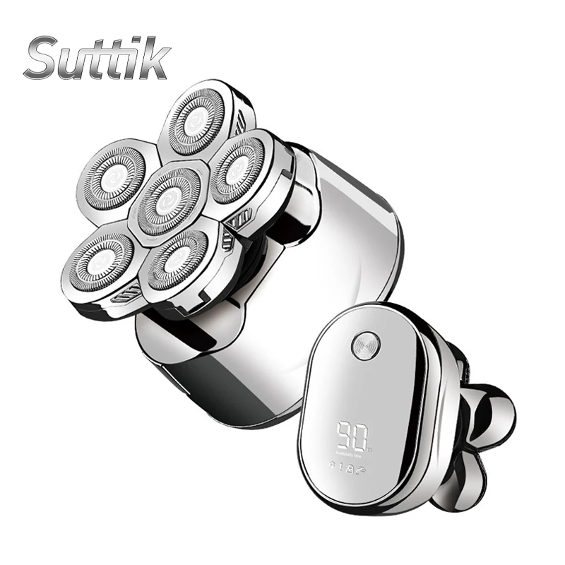 Suttik LK-8820 серебристый золотой светодиодный дисплей с питанием IPX6 Водонепроницаемая бритва электрическая для мужчин 6 в 1 USB