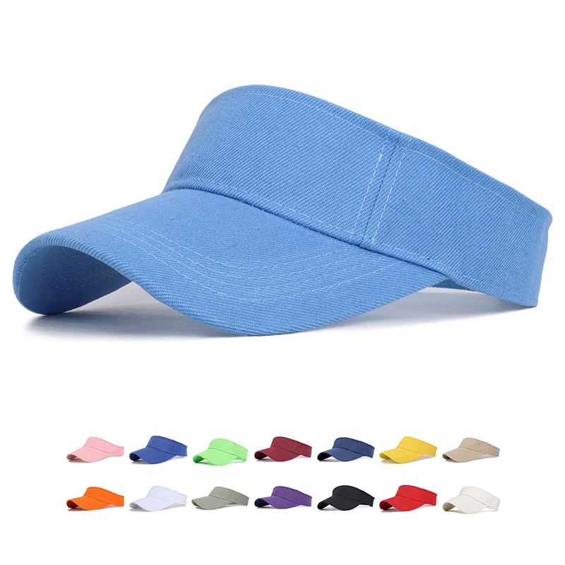 Summer Golf Sports Adjustable Custom Plain Sun Cap Visor Hats for Women and Men