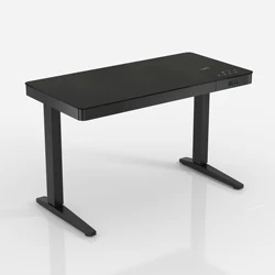 Modern Black Tempered Glass Computer Workstation Gaming Computer Desk Sit Stand Electric Desk