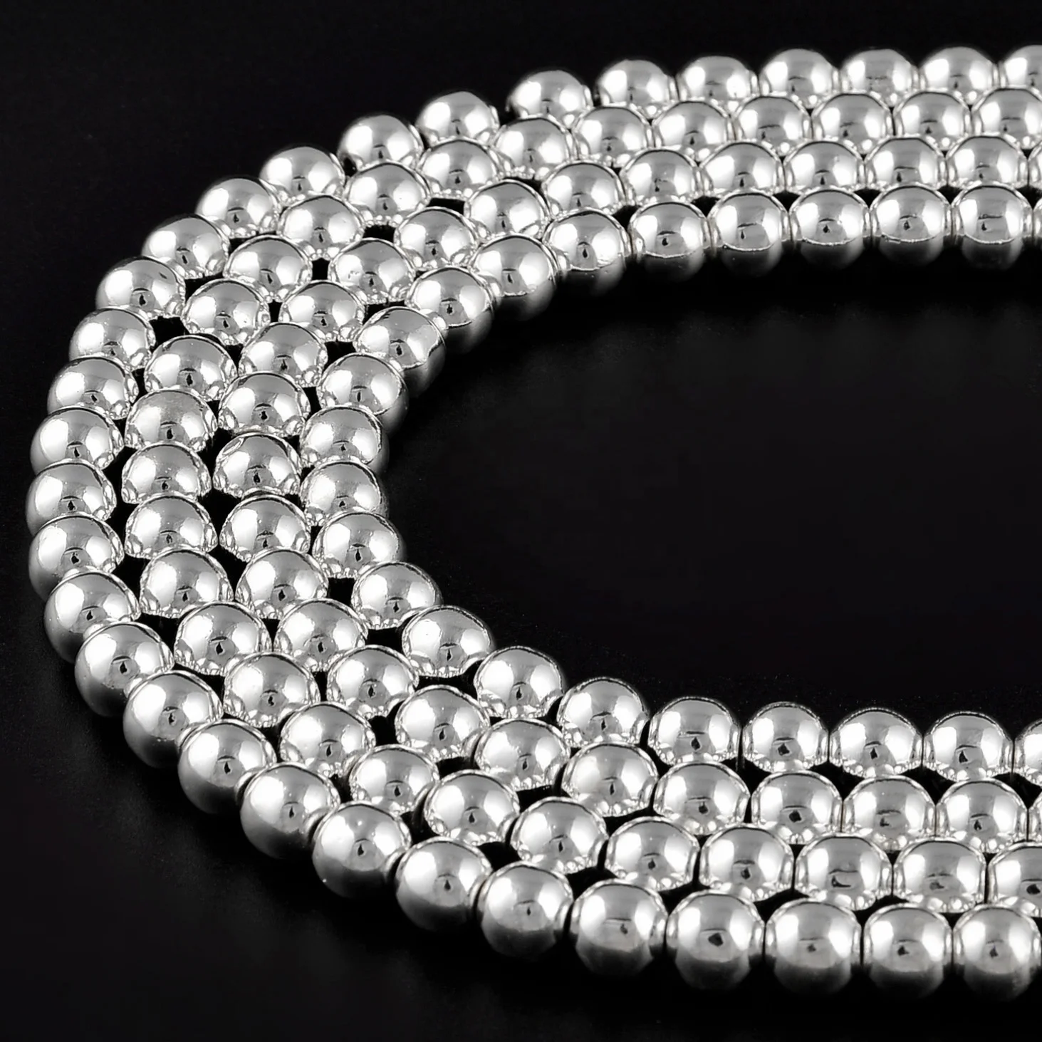 YMJ New Rose Gold Silver Gray Copper Hematite Loose Bead Strand 4mm 6mm 8mm 10mm 12mm Round Stone Beads for Jewelry Making