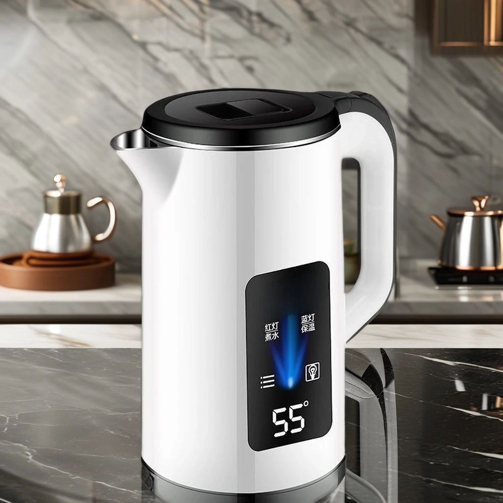Multifunctional Stainless Steel Electric Kettle 220V Volts Temperature Display Water Heater Portable for Home & Hotel for Coffee