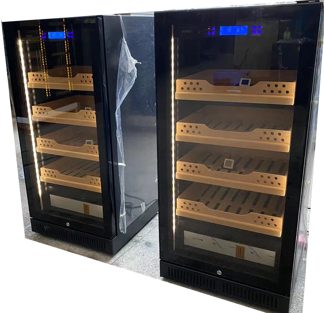 800 pcs Wholesale Cigar Humidors Wood Digital LCD control cabinet For Cigars