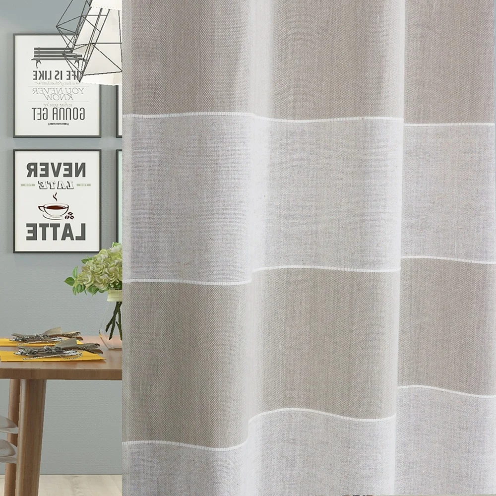 Best Selling Yarn Dyed Window Curtain Coastal Stripe Design Pole Top Window Curtains For Living Room Bedroom  Home window panel