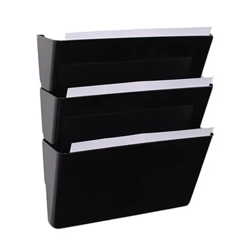 Wholesale Wall Hanging File Holder 3-Tier Plastic Wall Mount File Rack Wall File Holder Magazine Holder for Office Home
