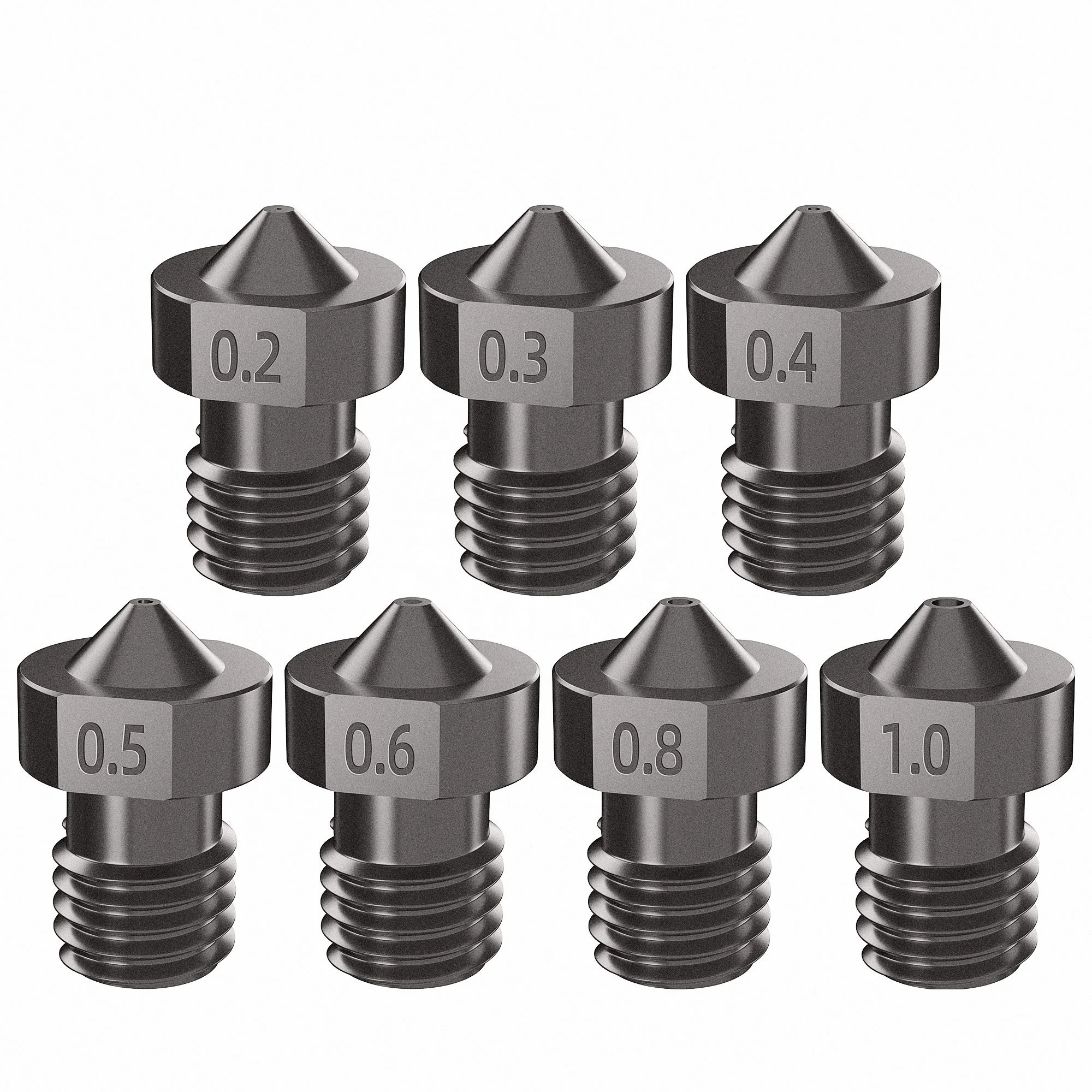 3D Printer Parts Hardened Steel Die Steel Nozzle 1.75mm 0.2/0.3/0.4/0.5mm For Printer Ender3 E3D Hot End Titan extruder prusa i3