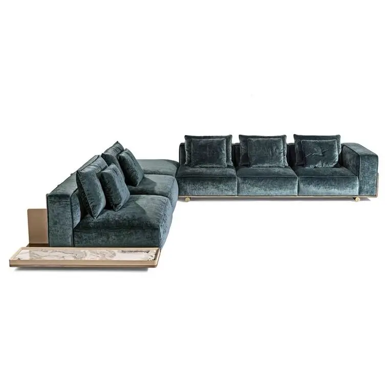 Green High quality Top grade luxury Living room sofa furniture set Rest room Italian modern fabric velour Sofa furniture