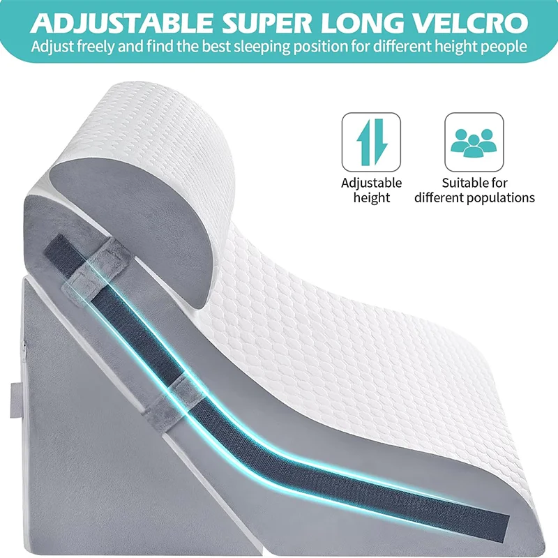 Orthopedic Bed Wedge Pillow Set 15-in-1 Removable Cover 3PCS Adjustable Memory Foam Wedge Pillows for Sleeping Comfortable