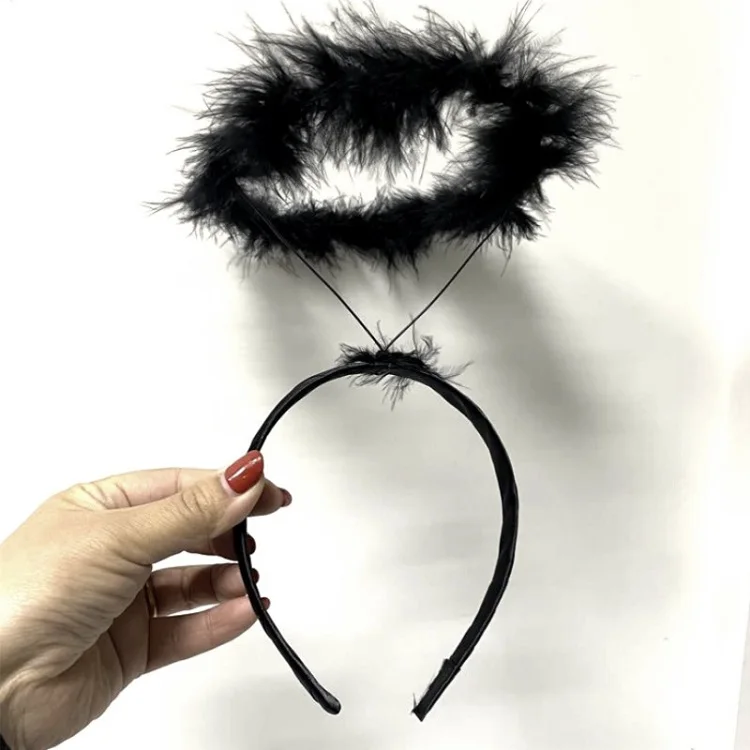 Модная повязка на голову с белым ангелом и ореолом, аксессуары для волос, Детская повязка на голову с перьями и Ангелом на день ребенка