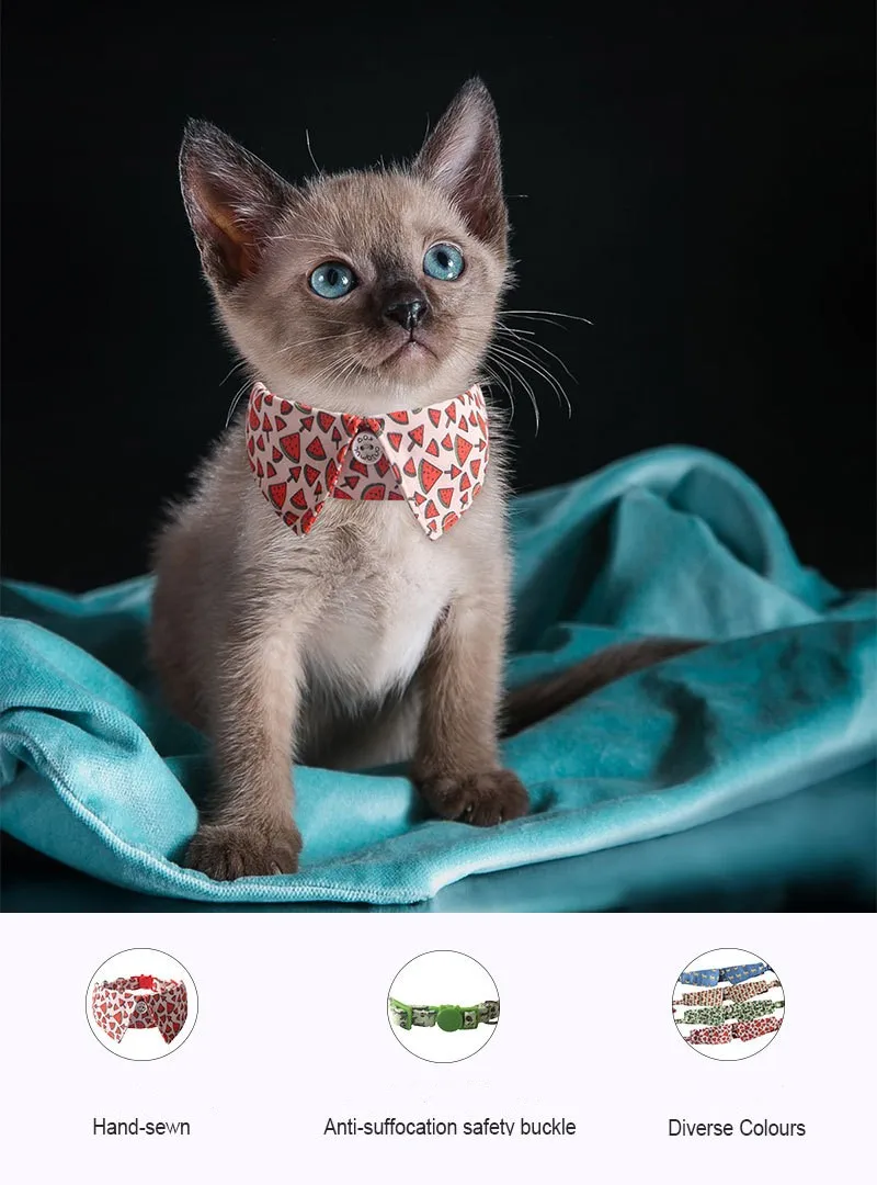 Kingtale classic Dog Collar comfortable Silk Dog Collar with Detachable Bow Tie for Puppy and Cat