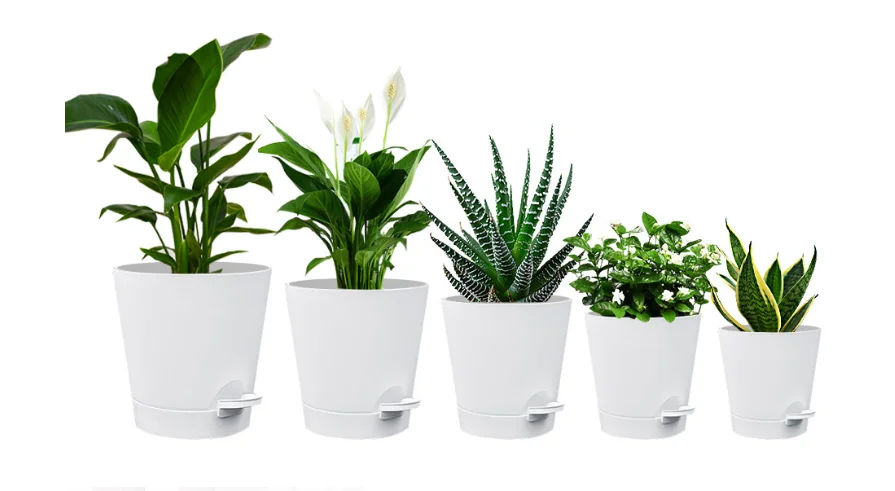 5pcs  Self-Watering Planters with Drainage Hole for Indoor PlantsPlastic Flower Pots for Succulents and African Violets