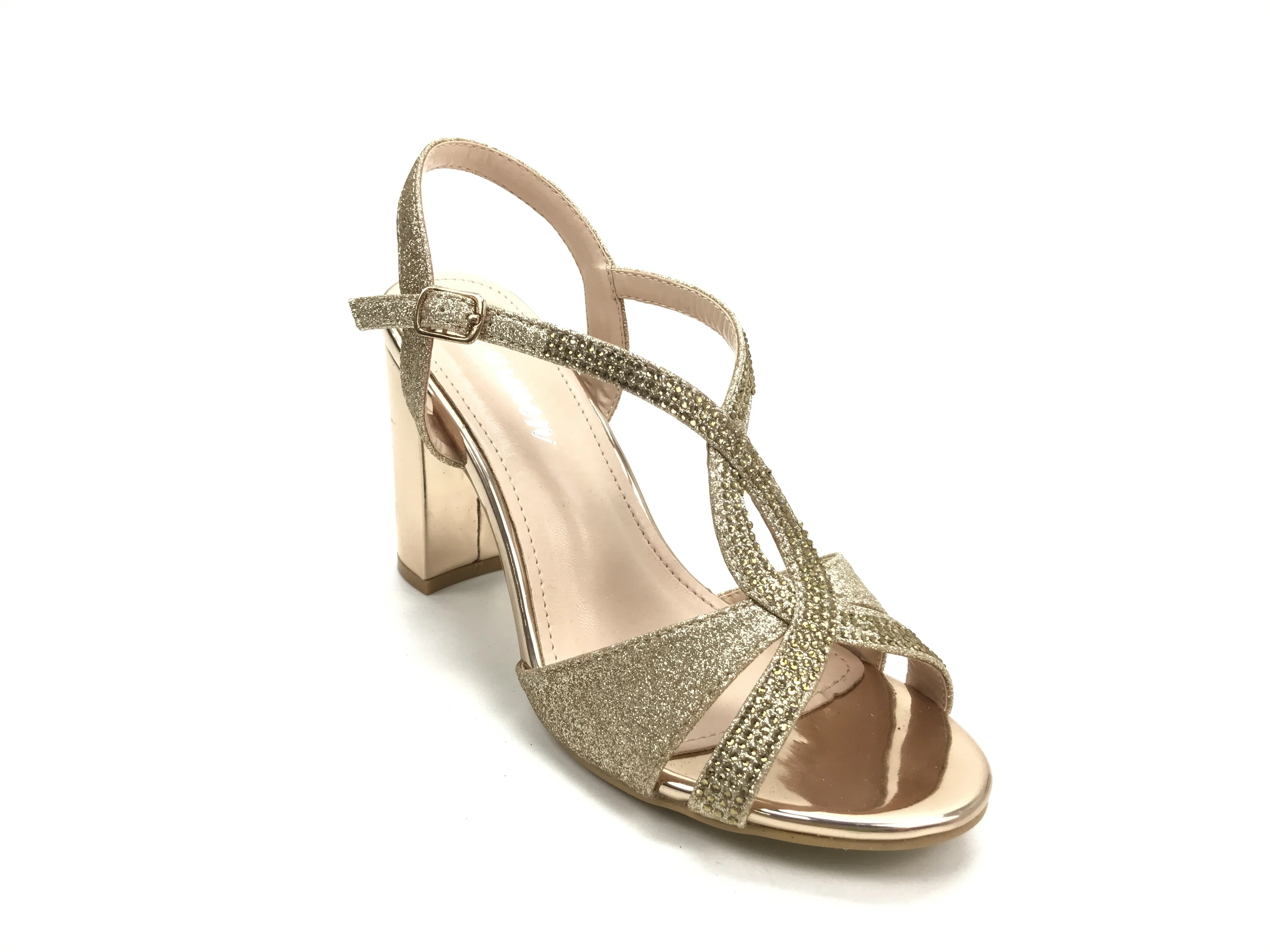 Ladies Open Toe Sandals Diamonds  Block Heels Casual Dress Shoes Comfortable Heels for Women