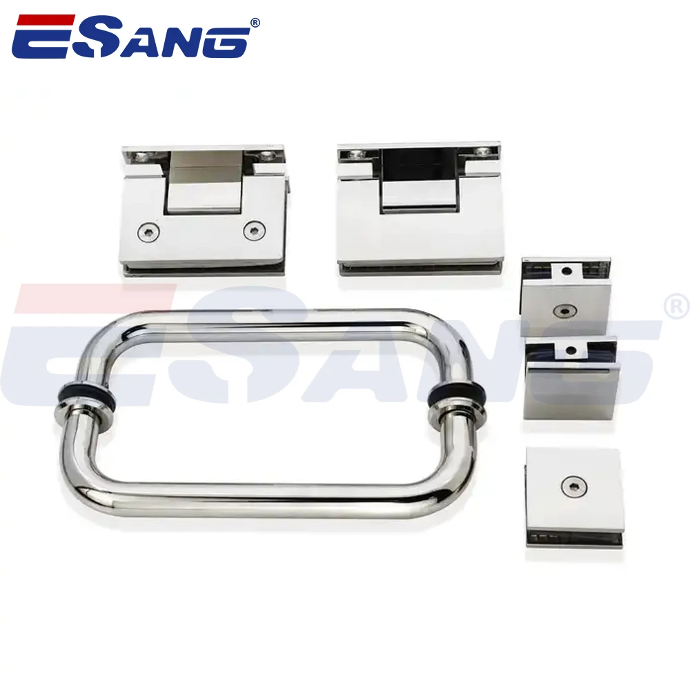 ESANG Shower Glass Fitting Hardware Shower Clamp 304 Stainless Steel Glass Shower Door Hinges