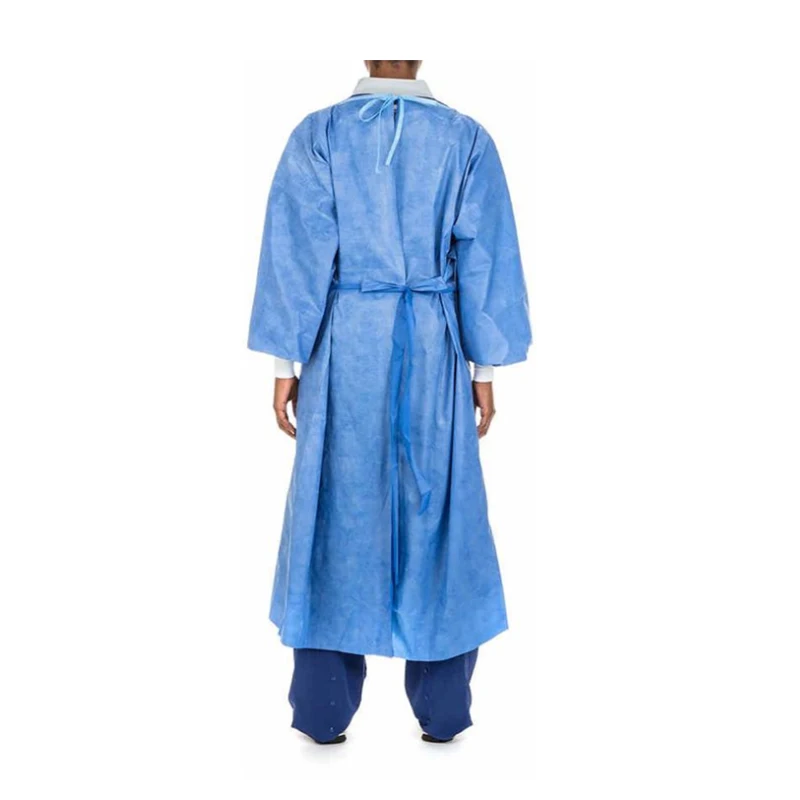 ASTM F739-12 Disposable Doctor Poly-coated SMS Chemotherapy Gown Lab Isolation Gown Level 4 Waterproof Chemo Gown