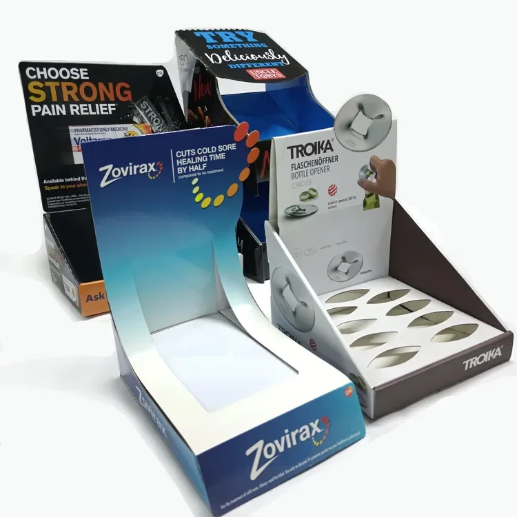 Custom Advertising Retail Store cosmetics Paper Desktop Countertop Cardboard Display Stand