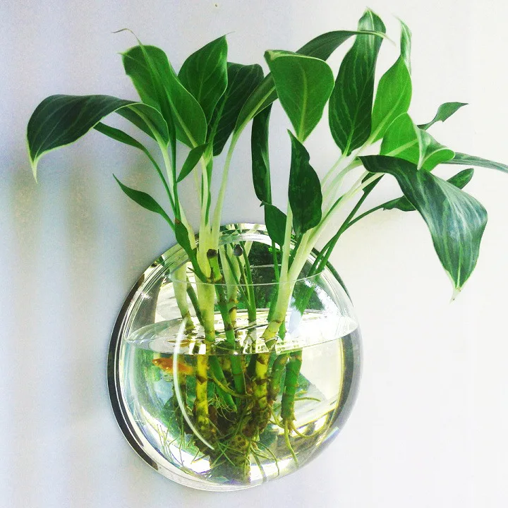 Manufacturer Custom OEM/ODM Popular Creative Clear Acrylic Hanging Fish Tank Wall Mounted Clear Acrylic Flower Pot Decoration
