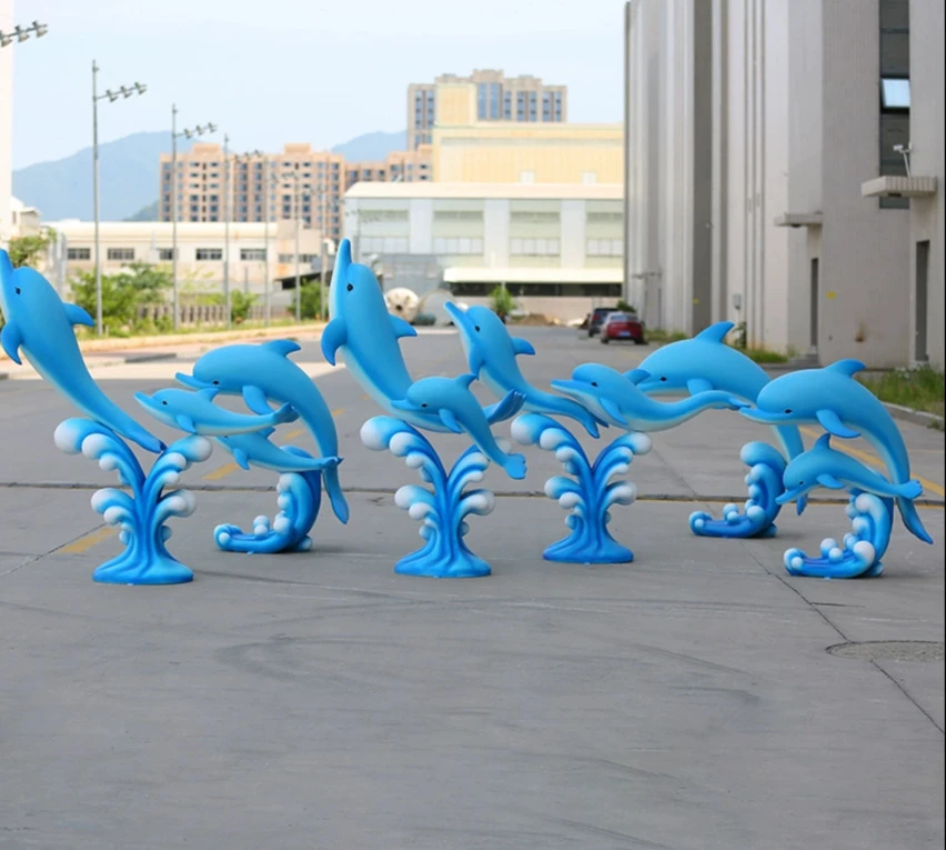 Animals Large Cartoon Fiberglass Material For Outdoor Park Decoration And Activities Sculpture Outdoor Simulated Dolphin