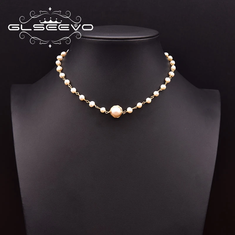 New Natural Freshwater Pearl Short Necklace Women Customized Necklace Jewelry Gold Plated Chain