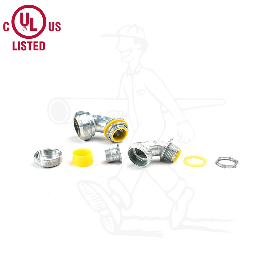 90 Degree Angle Liquid Tight Flexible Conduit Connector UL Listed