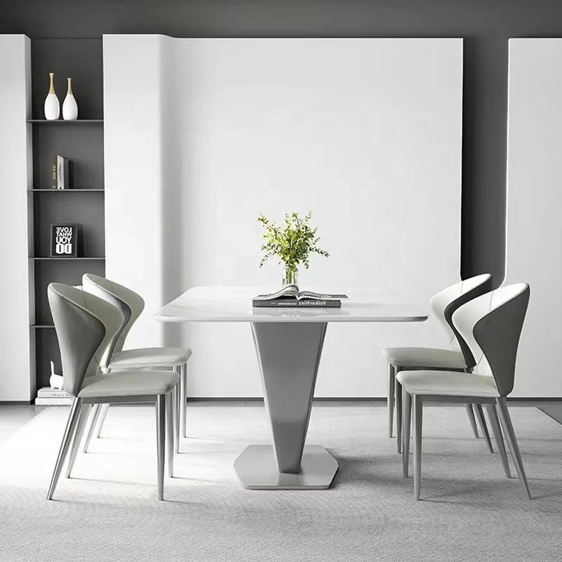 Italian light luxury imported light rock plate table modern household small apartment type minimalist rectangular meal table