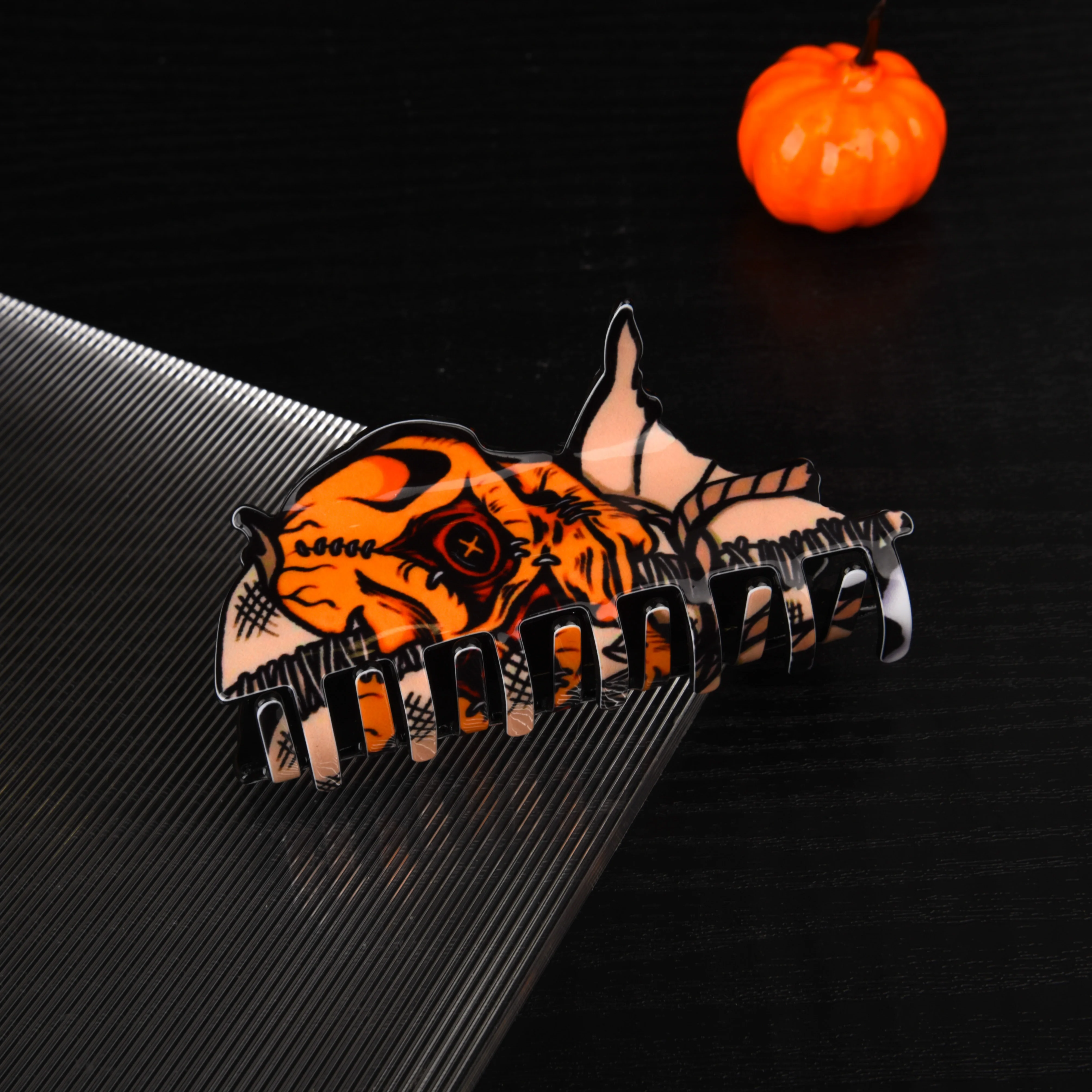 YJL Halloween Ghost Face Characters Print Halloween Cool Design Girls Clip Festival Hair Claws PVC Hair Claw Clips