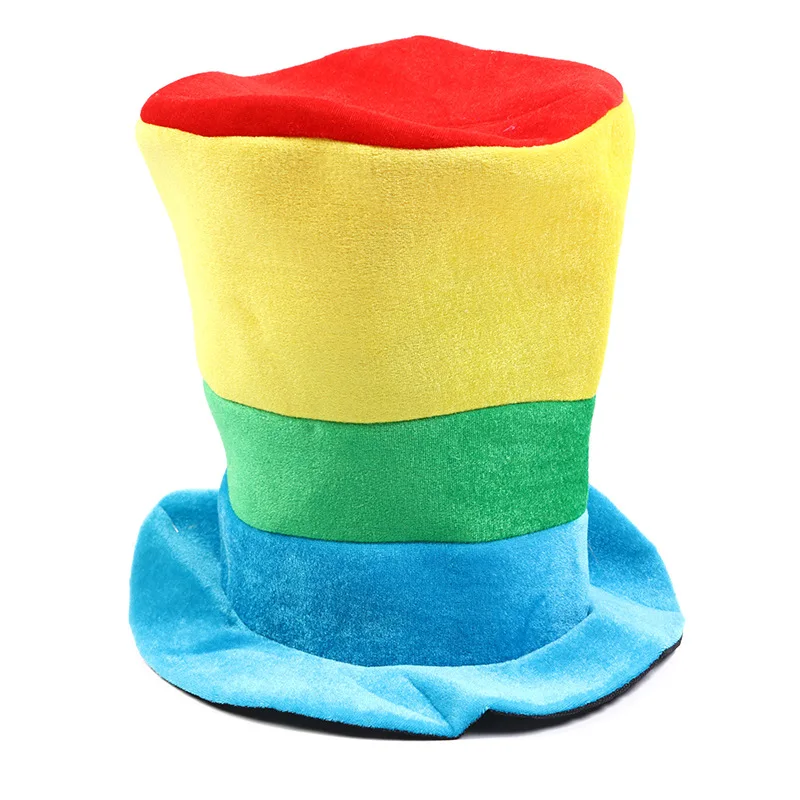 Hot Sale Party Costume Carnival Clown Tall Top Cap Halloween Hat Gay Pride Rainbow Stove Pipe Hat