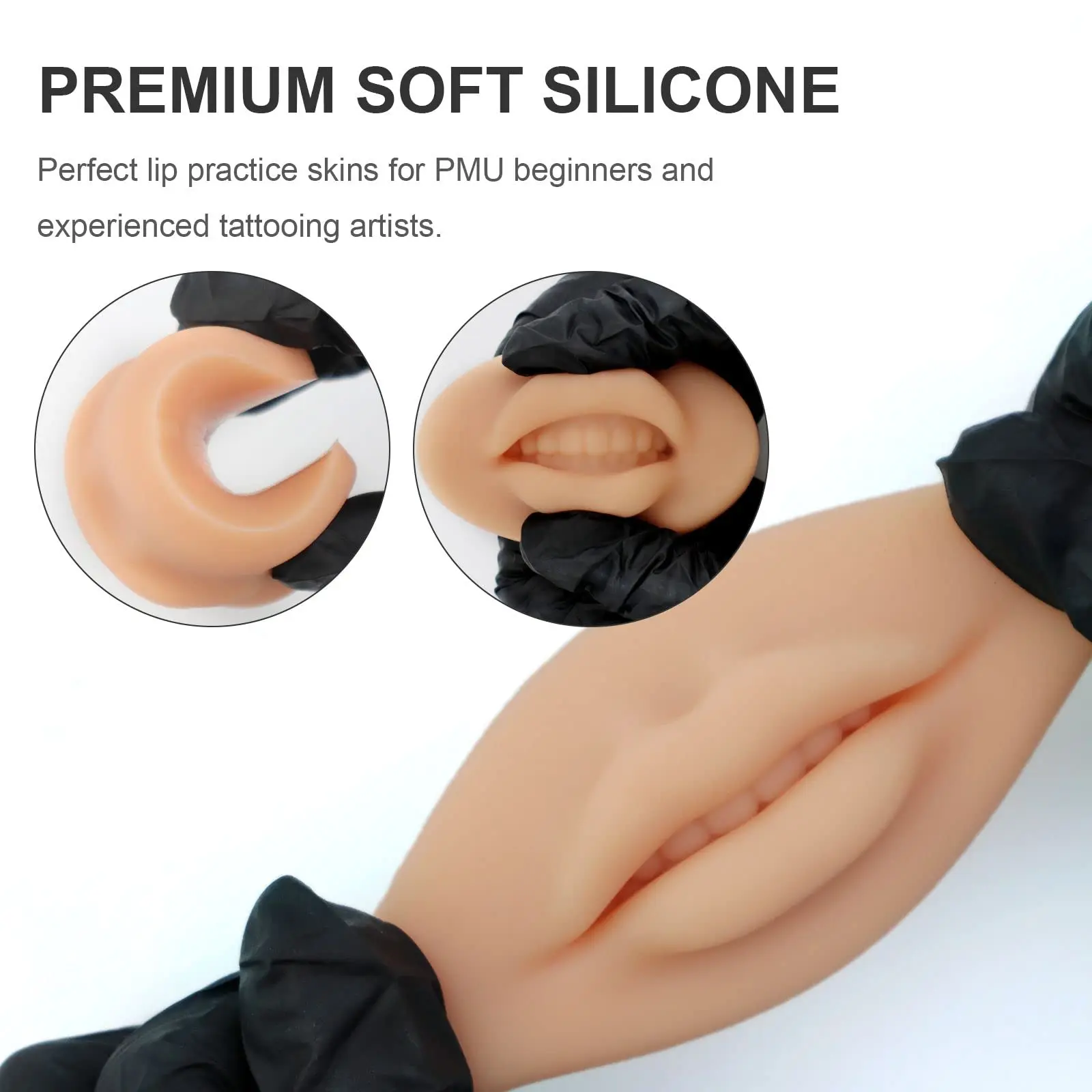 3D Open Mouth Silicone Lips Practice Skin with Teeth for Semi Permanent Makeup Tattoo Artists Lip