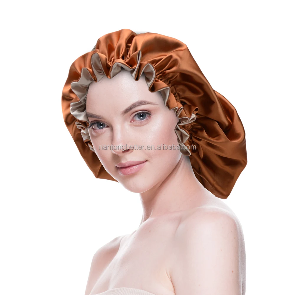 High Quality Hair Bonnets Silky Double Layer Satin Bonnets Silk Satin Hair Caps for Sleeping Reversible Bonnet