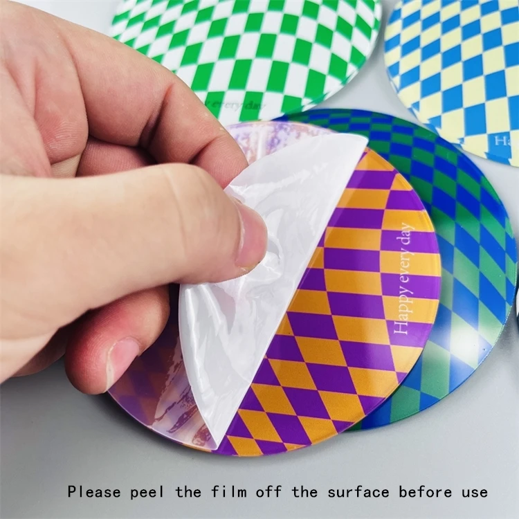 Checkered Coasters Acrylic Checkerboard Coffee Cup Coaster Round Mat Pad for Home Kitchen Desk Table Drink Decor Accessories