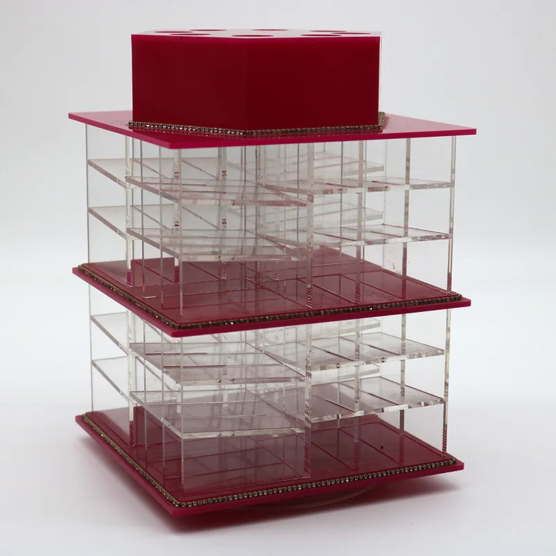 Rotating Acrylic Lipstick Storage floor display stand plexiglass transparent window multiple layers logo printing display stand
