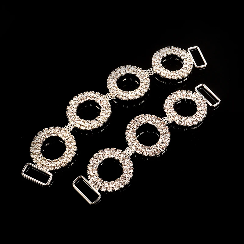 High Quality Crystal 12mm-90mm  Double hole pendant bikini connector colorful rhinestone For Dress Shoulder Strap Charm Buckle