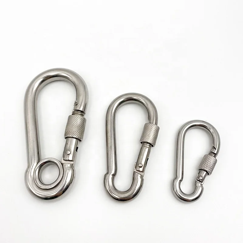 Outdoor Fittings 8*80mm Stainless Steel 304 Carabiner Camping Climbing Hook Safety Quick Link With Nut