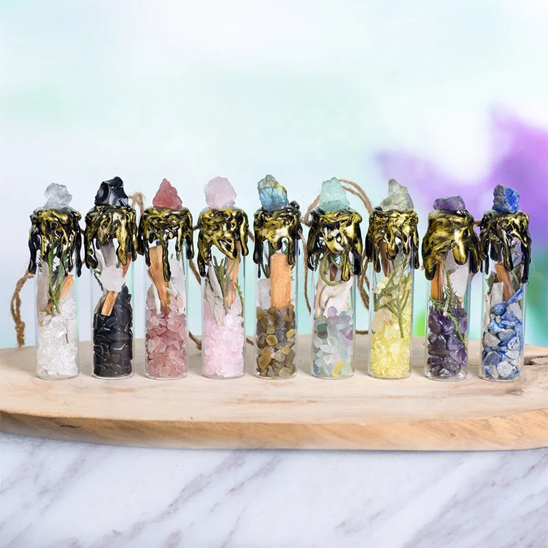 Tumble Chip Crystal Reiki Wicca Stones Kit Healing Tree Crystal Wishing Bottle Magic Bottle