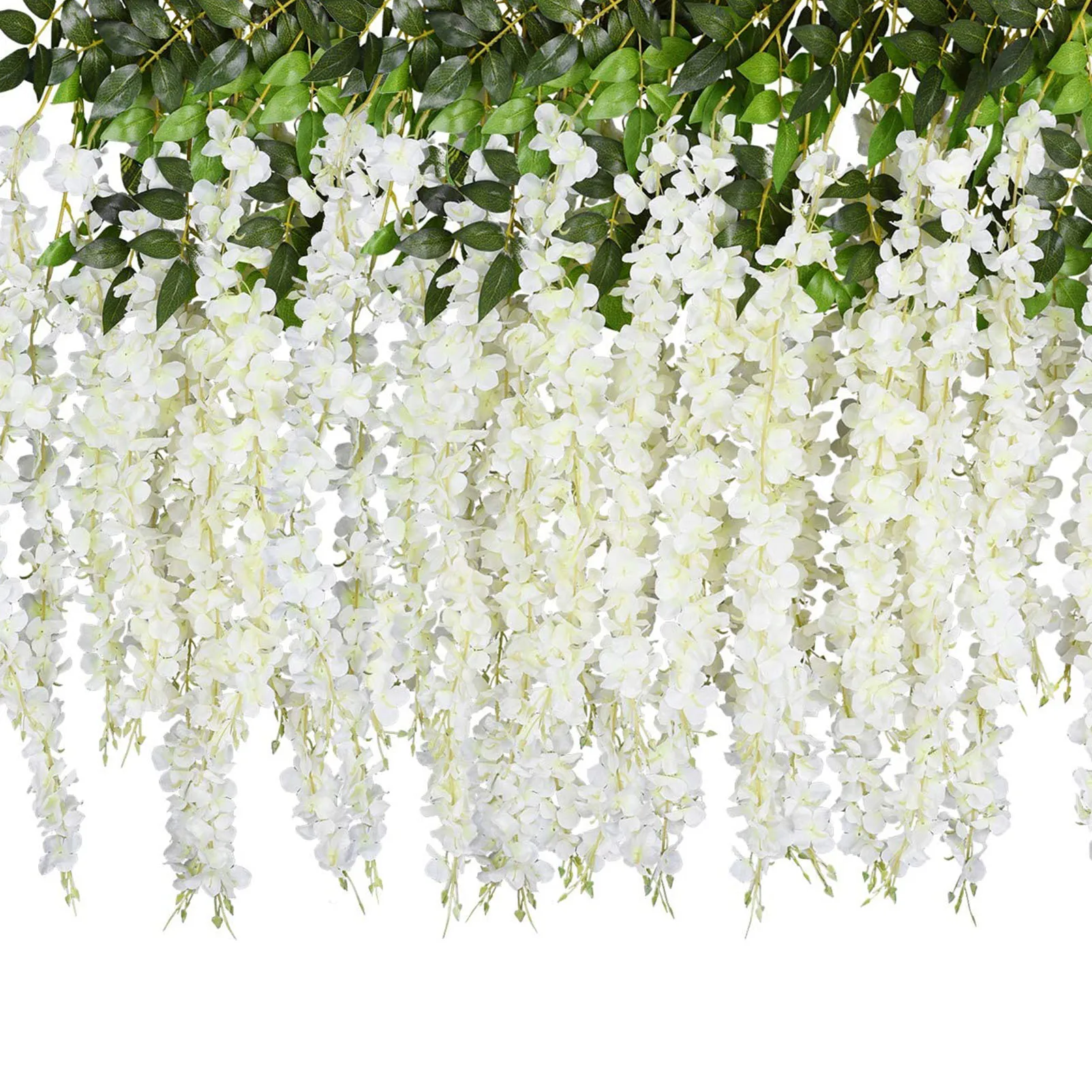 6pcs/pack Home Party Wedding Decoration Hanging Garland Silk Flowers String Artificial Faux Wisteria Vine Rattan