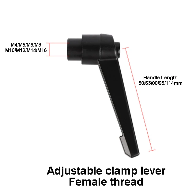 High quality adjust lever handle Straight Black Handle Adjustable Clamping Lever Female Thread lever handle for m12 5/16-18