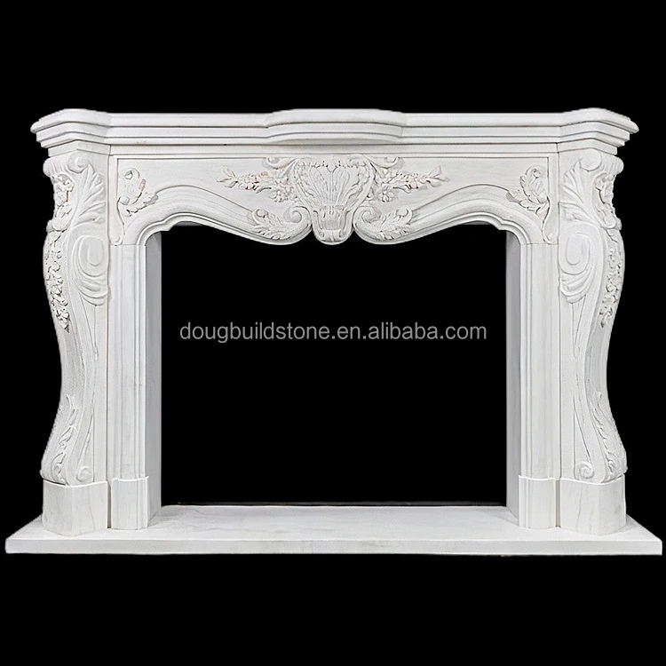 Dougbuilg Decorative Fireplace Mantel French Design Fangshan White Marble Fireplace