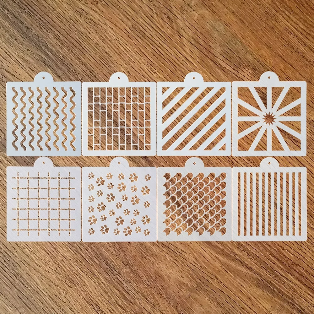 Wholesale 16 pieces small MOQ Cupcake Custom Flexible Fondant Plastic Cookie Cake Decorating Stencils Cake Stencil Template