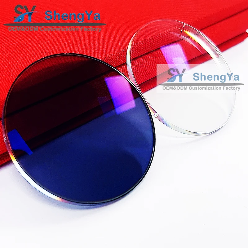 high quality lens factory custom foggy logo package green blue coat 1.56 hmc pgx photo grey blue cut lenses