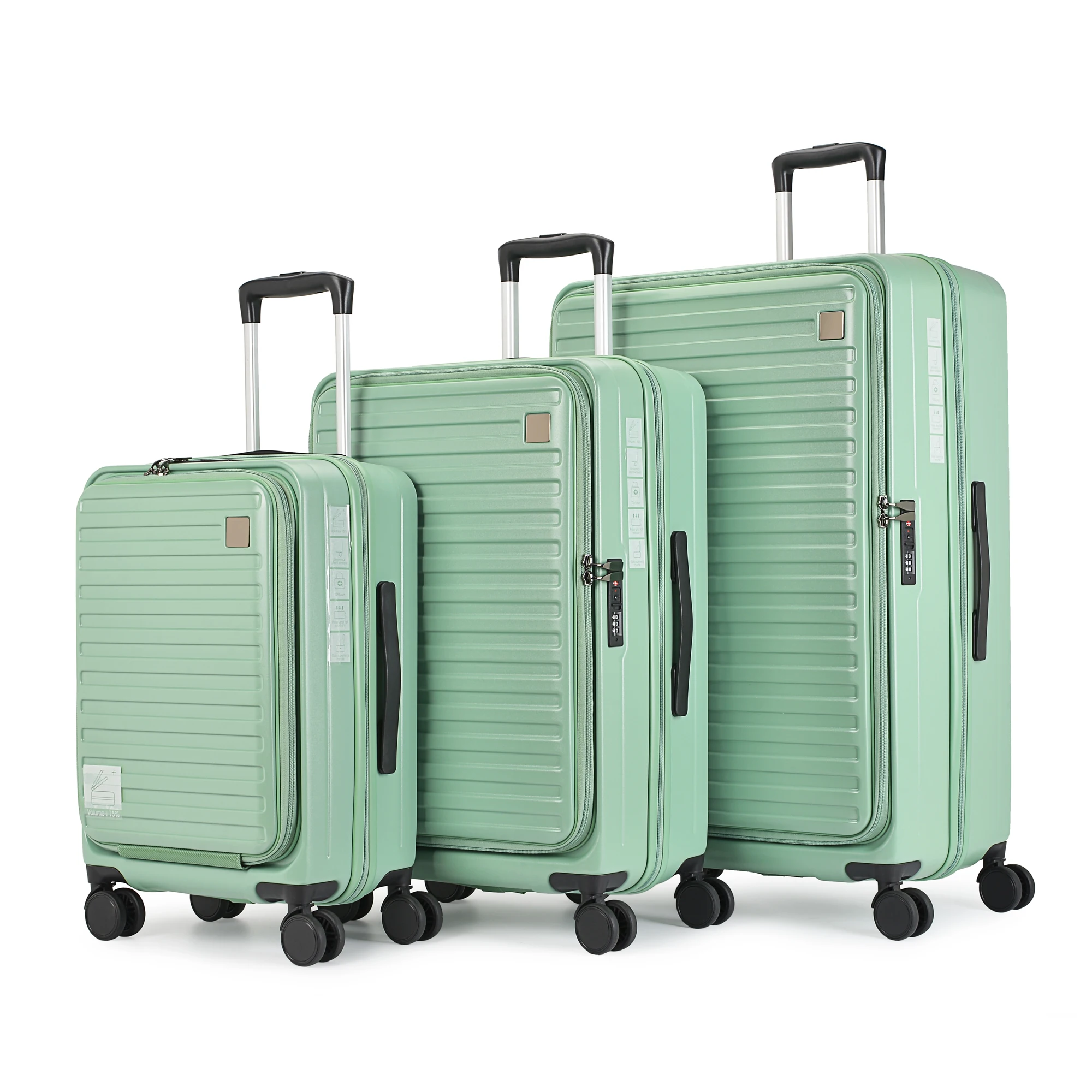 Expandable anti theft zipper Front opening luggage front open suitcase