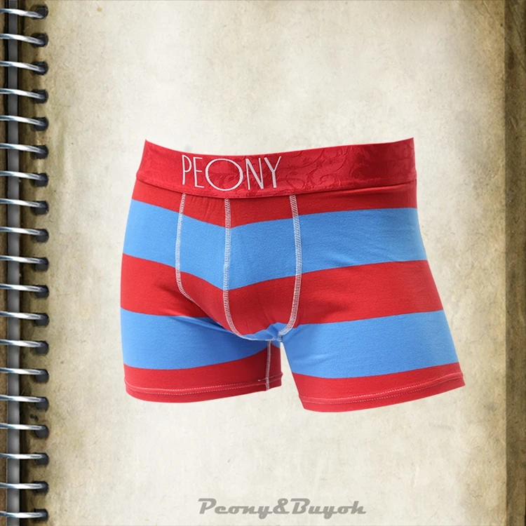 
Wholesale red blue stripe eco-friendly men organic cotton underwear boxer 