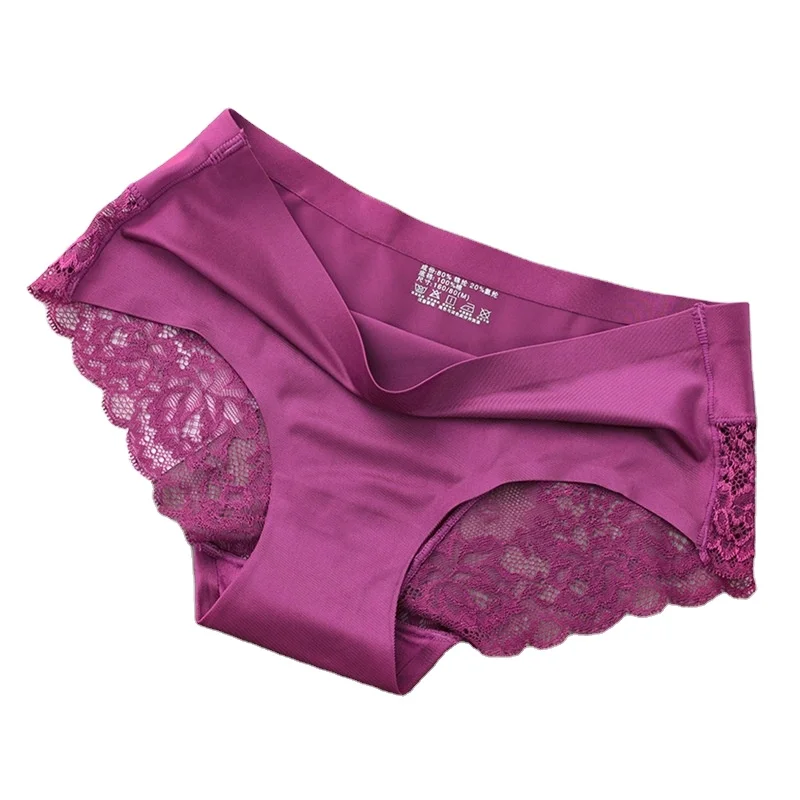 New Arrival Middle Rise Lingeries Lace Panties for Women Pink Black Plain Quantity Bow Silk Hot