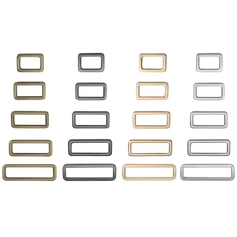 Hypoallergenic metal rectangle slider loop wire adjustable strap hook lock buckle closure fasten hardware for bag leather belt