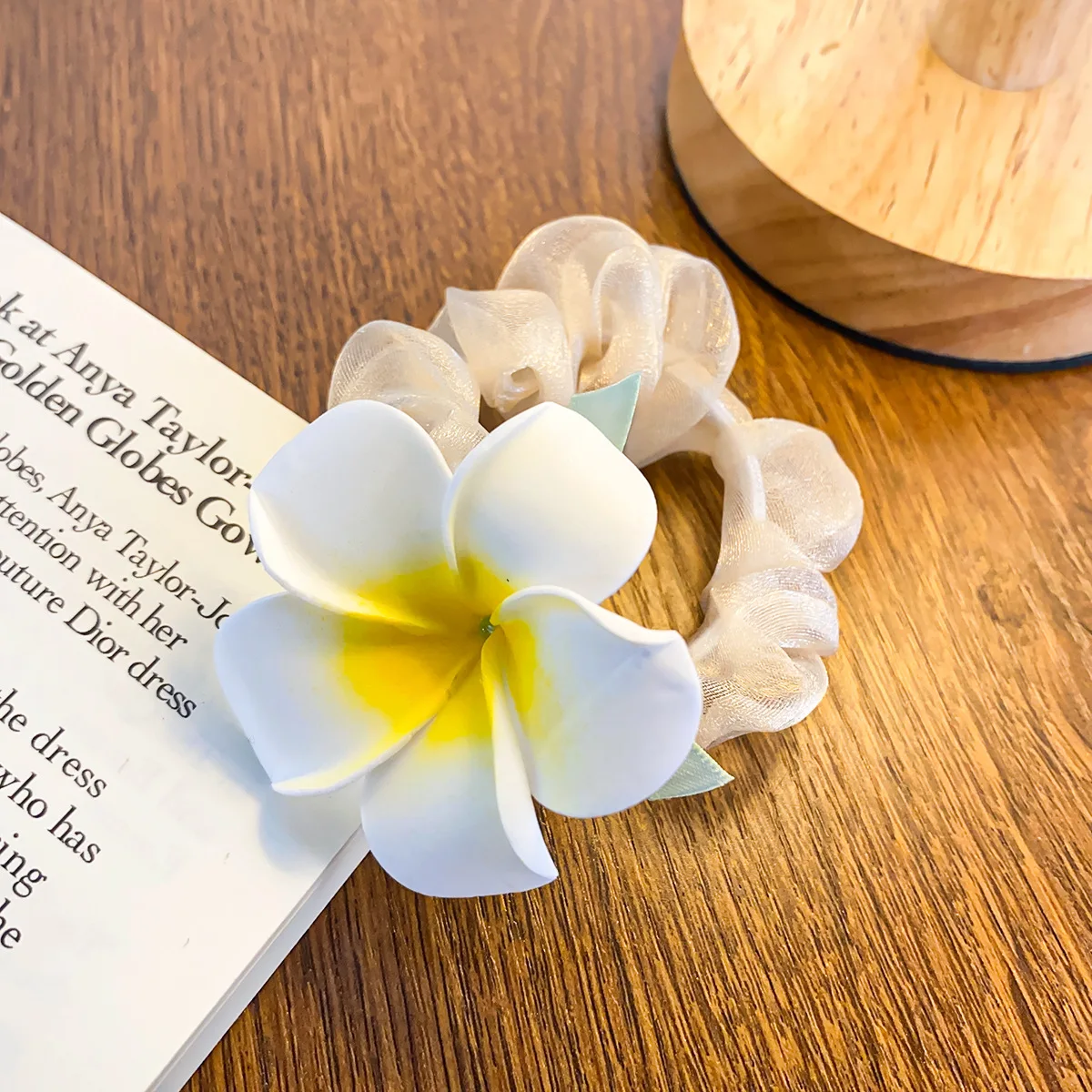 MIO flower hair band with artifical flower big foam hawaii flowers elastic plumeria hair rubber band beach daily