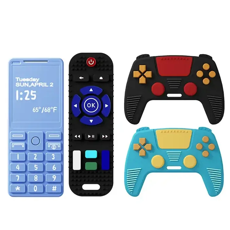 Food Grade Remote Control Shape Teething Sensory Toys Silicone Baby Teethers Baby Soothing Teeth game Controller Teethers Toy