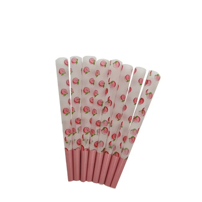 OEM popular rolling hemp papers design sweet 109mm pre rolled cones pink peach king size for smoking