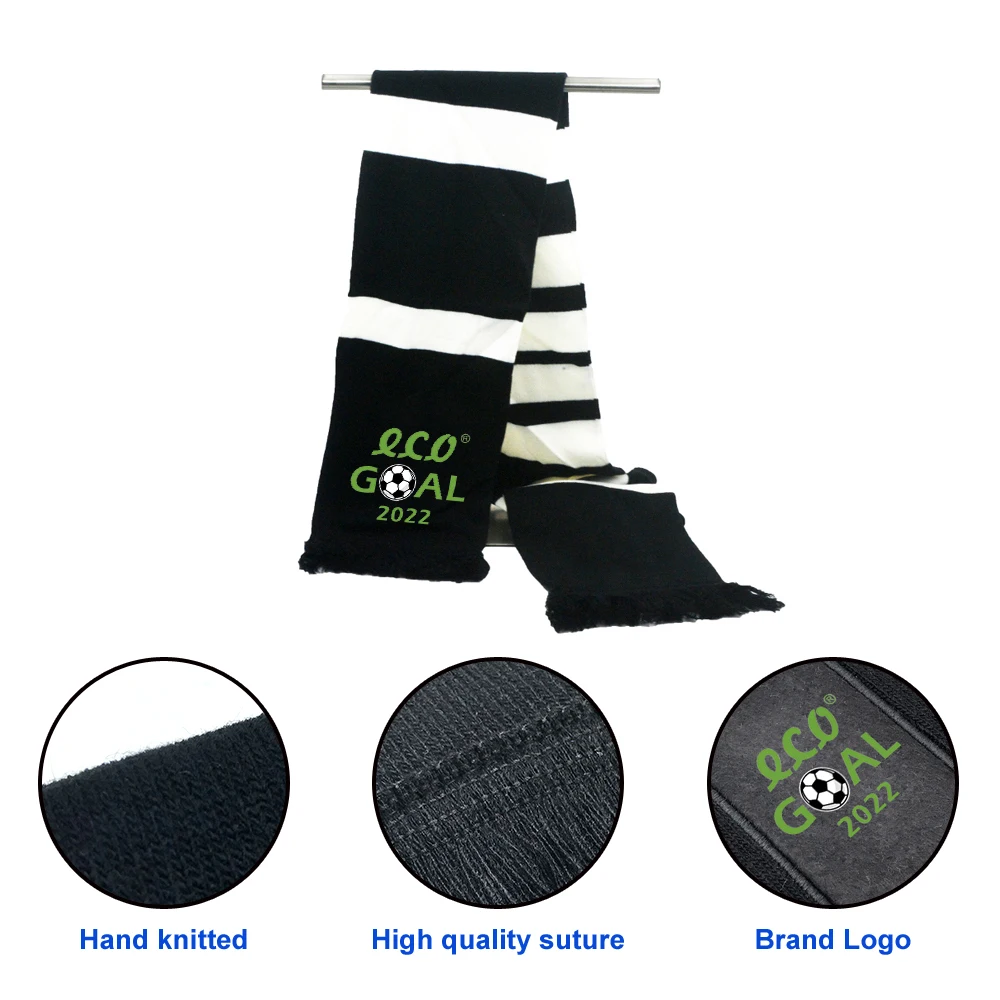 2022  GRS certified rpet scarf recycled polyester eco friendly football fan scarf soccer fan gift