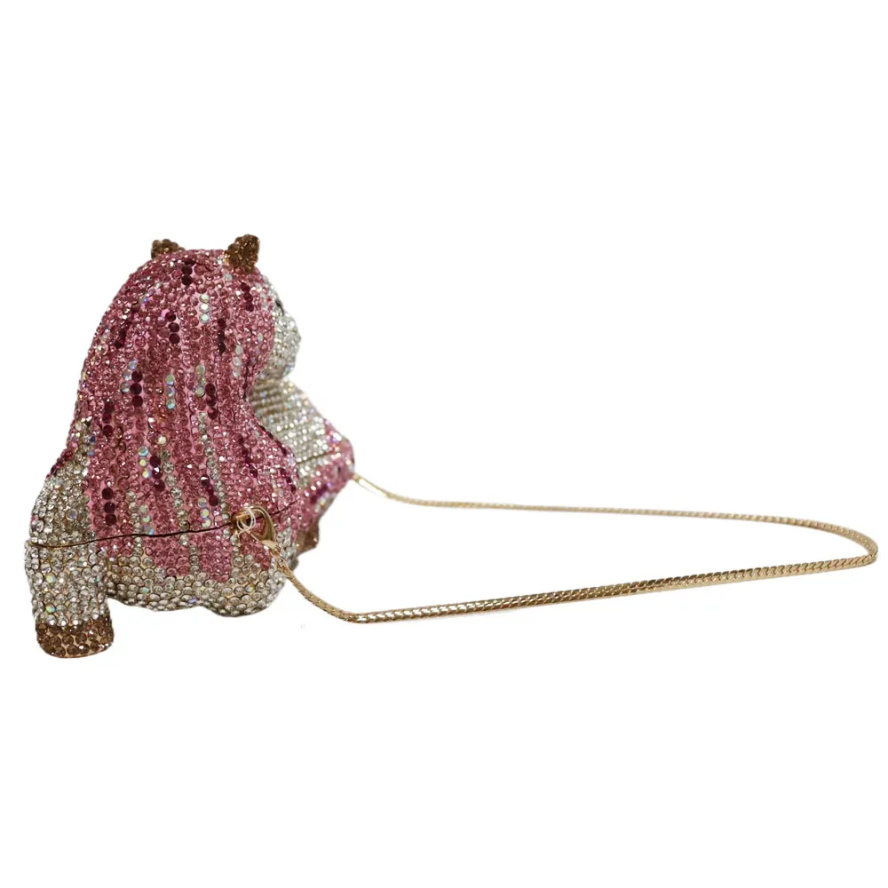 Newest Wholesale Rhinestone Crystal Lady Party Wedding Event Purse Pony Horse Handmade Clutch Bag Metal Bling Handbags for Women