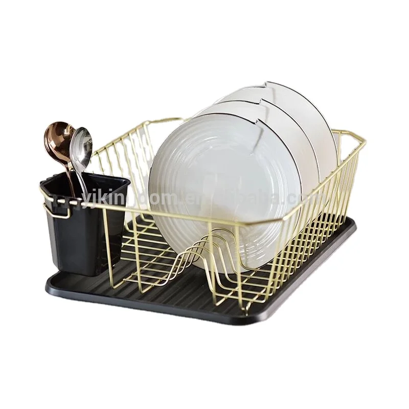oem support full inspection 549-23 Nano paint good rust proof Metal Dish drying Rack with drain Mat