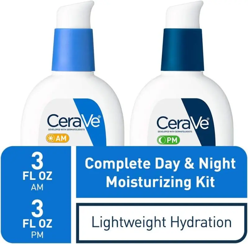 CeraVe Day & Night Face Lotion Skin Care Set Contains AM with SPF 30 and PM Face Moisturizer  Plant extract